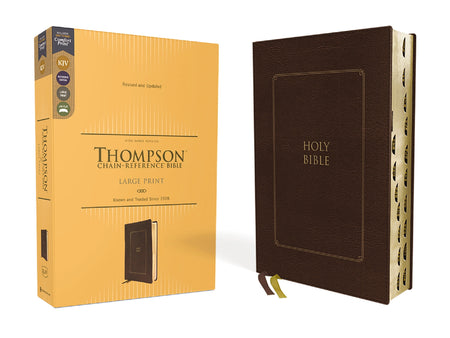 KJV, Thompson Chain-Reference Bible, Large Print, Red Letter, Comfort Print – Leathersoft™, Brown, Thumb Indexed