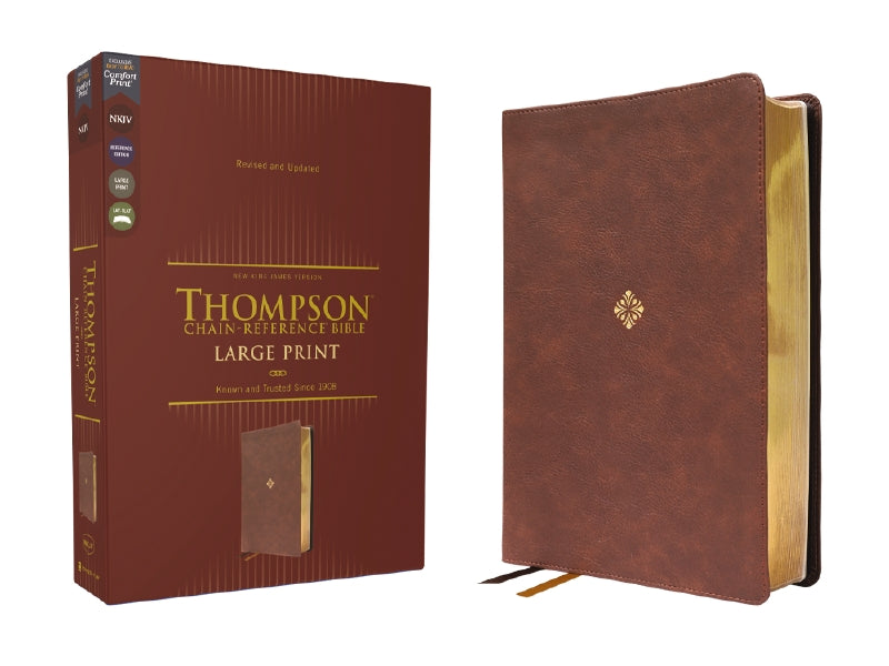 NKJV, Thompson Chain-Reference Bible, Large Print, Red Letter, Comfort Print – Leathersoft™, Brown by HarperCollins