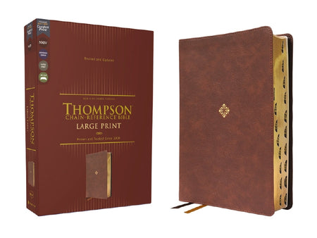 NKJV, Thompson Chain-Reference Bible, Large Print, Red Letter, Comfort Print – Leathersoft™, Brown, Thumb Indexed