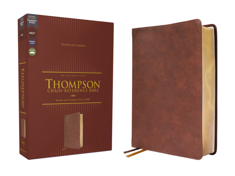 NKJV, Thompson Chain-Reference Bible, Red Letter, Comfort Print – Leathersoft™, Brown by HarperCollins