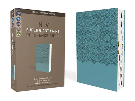 NIV, Super Giant Print Reference Bible, Red Letter Edition, Comfort Print – Leathersoft™, Teal, Thumb Indexed