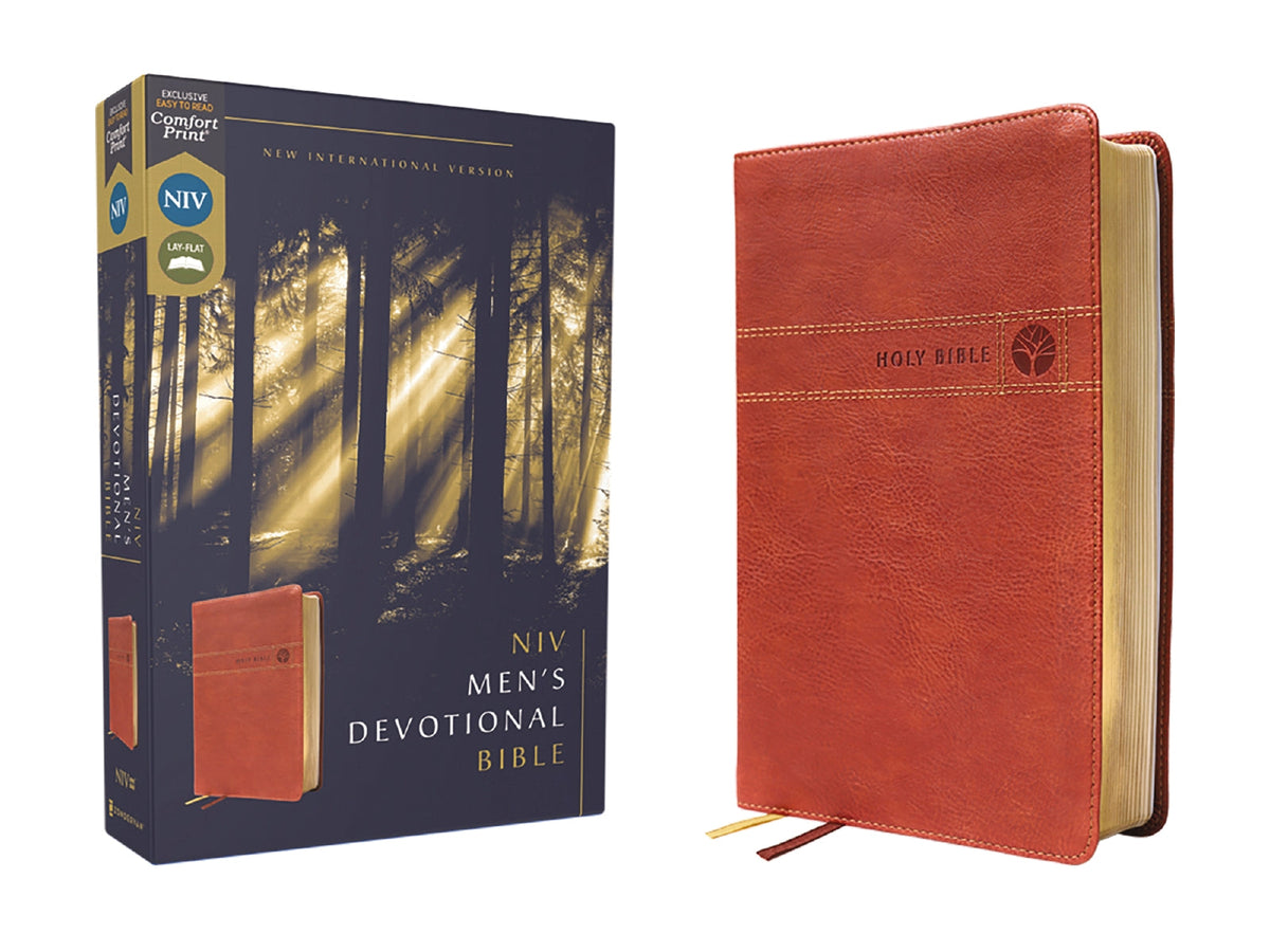 NIV, Men's Devotional Bible, Comfort Print – Leathersoft™, Brown by HarperCollins