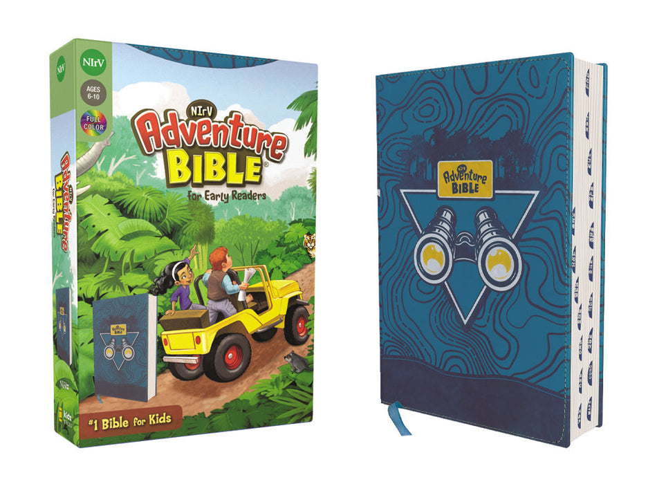 NIrV, Adventure Bible for Early Readers, Full Color Interior – Leathersoft™, Blue, Thumb Indexed by HarperCollins