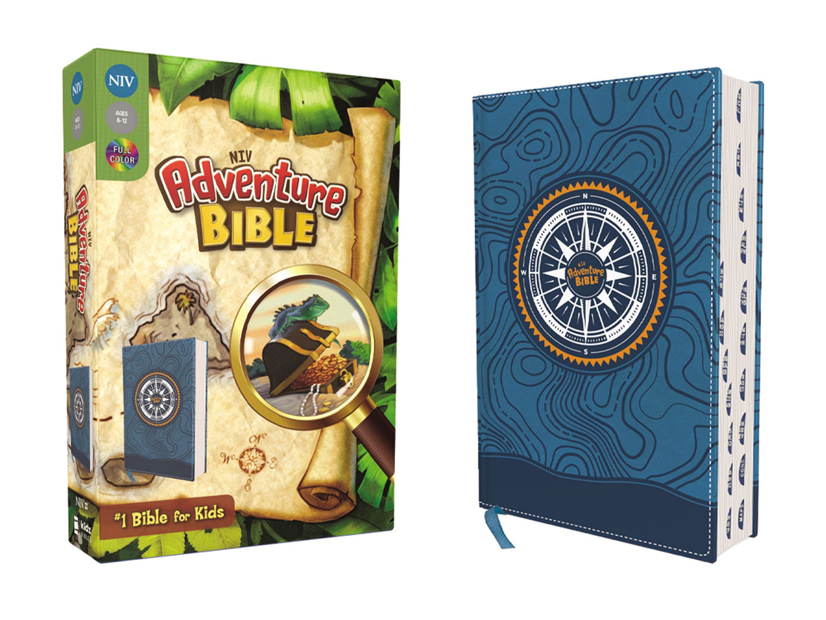 NIV, Adventure Bible, Full Color Interior – Leathersoft™, Blue, Thumb Indexed by HarperCollins