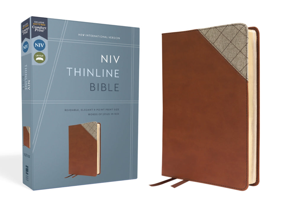 NIV, Thinline Bible, Red Letter, Comfort Print – Leathersoft™, Brown by HarperCollins