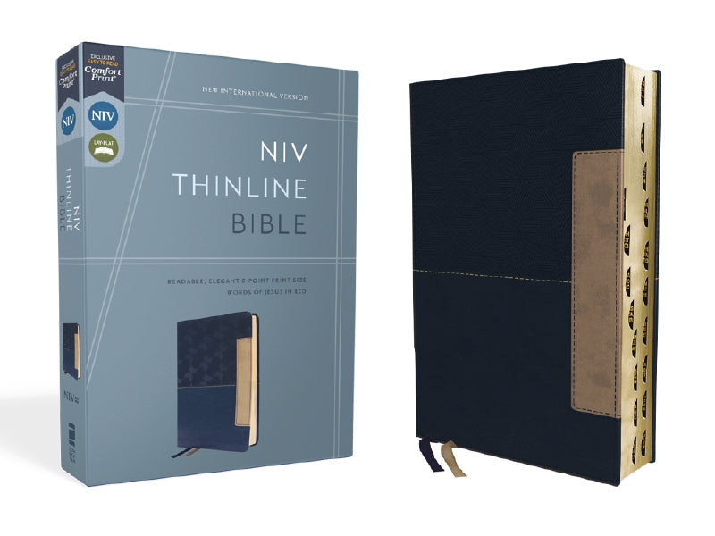 NIV, Thinline Bible, Red Letter, Comfort Print – Leathersoft™, Blue, Thumb Indexed by HarperCollins
