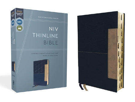 NIV, Thinline Bible, Red Letter, Comfort Print – Leathersoft™, Blue, Thumb Indexed by HarperCollins