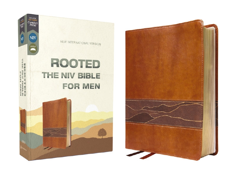 Rooted: The NIV Bible for Men, Comfort Print – Leathersoft™, Brown by HarperCollins