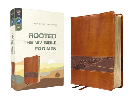 Rooted: The NIV Bible for Men, Comfort Print – Leathersoft™, Brown by HarperCollins