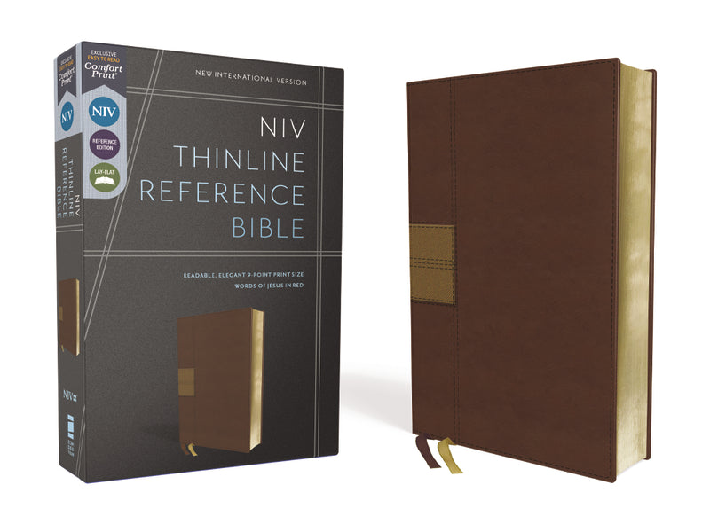 NIV, Thinline Reference Bible, Red Letter Edition, Comfort Print – Leathersoft™, Brown by HarperCollins