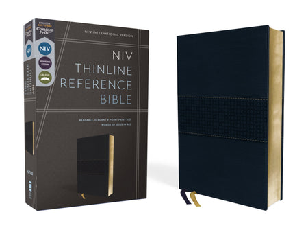 NIV, Thinline Reference Bible, Red Letter Edition, Comfort Print – Leathersoft™, Navy by HarperCollins