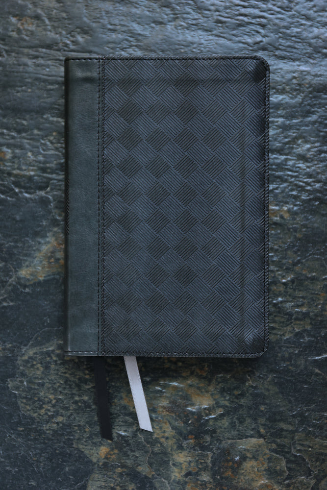 NIV, Thinline Bible, Compact, Red Letter, Comfort Print – Leathersoft™, Black/Gray by HarperCollins, product view 2