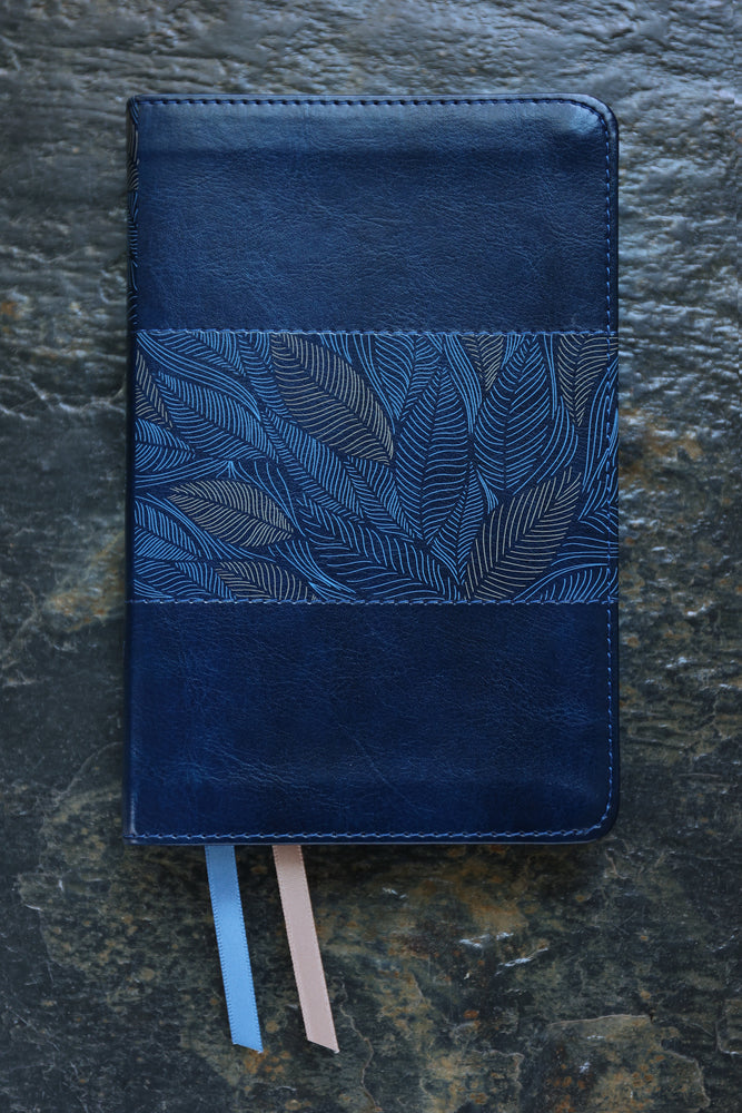 NIV, Thinline Bible, Compact, Red Letter, Comfort Print – Leathersoft™, Blue Floral by HarperCollins, product view 2