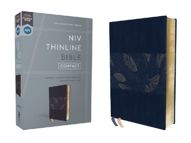 NIV, Thinline Bible, Compact, Red Letter, Comfort Print – Leathersoft™, Blue Floral by HarperCollins