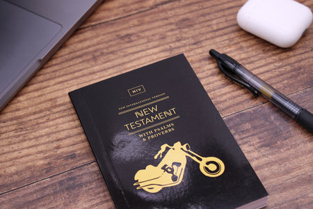 New Testament with Psalms and Proverbs (NIV) - Pocket Sized - Paperback - Black Motorcycle by HarperCollins, product view 3