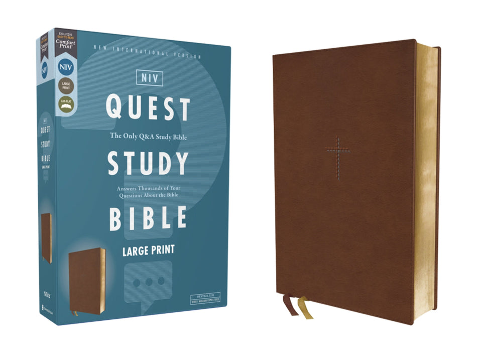 NIV, Quest Study Bible, Comfort Print: The Only Q and A Study Bible – Leathersoft™, Brown (9780310465850) by HarperCollins