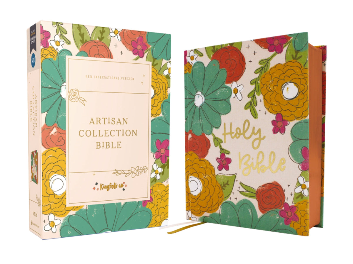 NIV, Artisan Collection Bible, Cloth over Board, Red Letter, Comfort Print – Hardcover, Multi-color Floral by HarperCollins