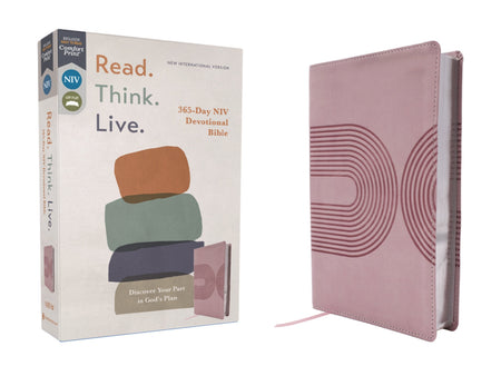 NIV, Read. Think. Live., Comfort Print: 365-Day NIV Devotional Bible - Discover Your Part in God's Plan – Leathersoft™, Pink