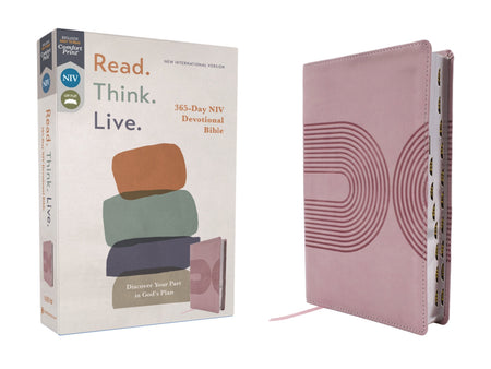 NIV, Read. Think. Live., Comfort Print: 365-Day NIV Devotional Bible - Discover Your Part in God's Plan – Leathersoft™