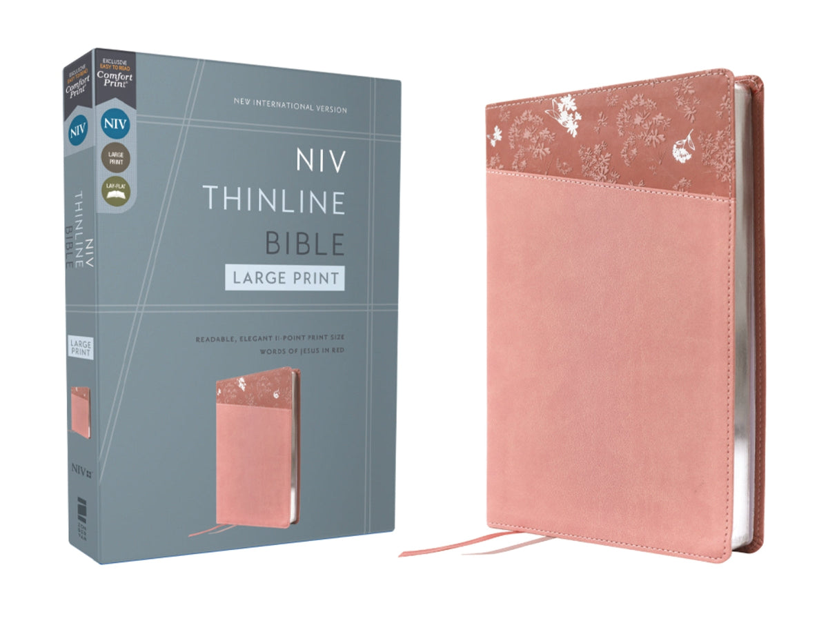 NIV, Thinline Bible, Large Print, Red Letter, Comfort Print – Leathersoft™, Pink by HarperCollins