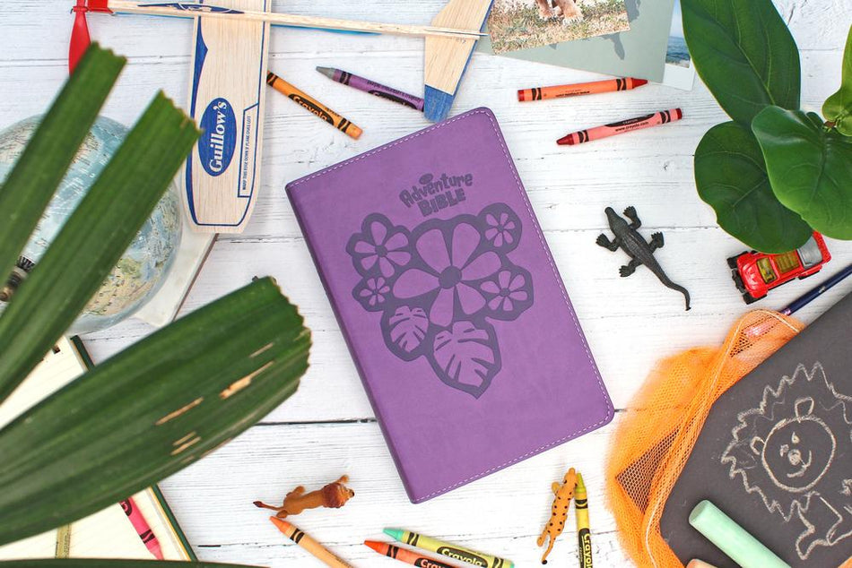 NIrV, Adventure Bible for Early Readers, Full Color Interior – Leathersoft™, Tropical Purple by HarperCollins, product view 2