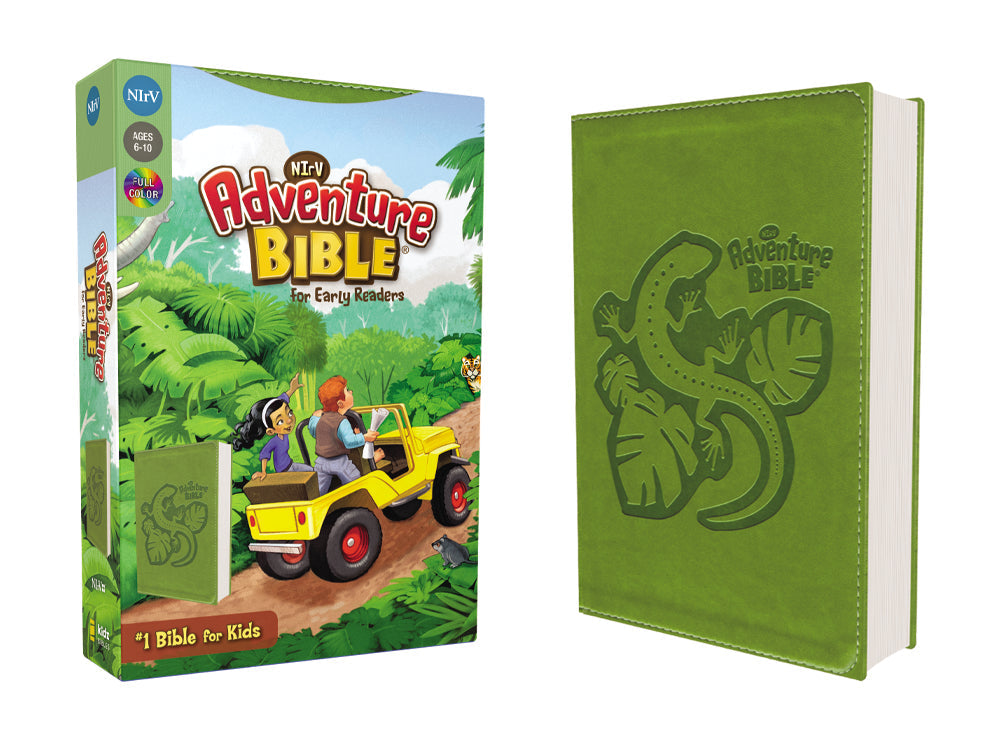 NIrV, Adventure Bible for Early Readers, Full Color Interior – Leathersoft™, Jungle Green by HarperCollins