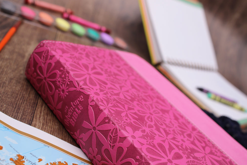NIV, Adventure Bible, Full Color Interior – Leathersoft™, Raspberry/Pink by HarperCollins, product view 4