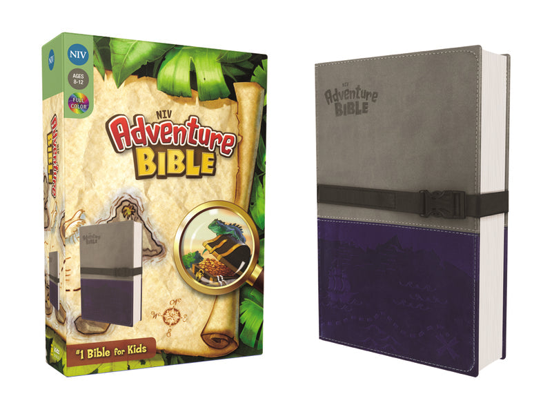 NIV, Adventure Bible, Full Color Interior – Leathersoft™, Gray/Blue by HarperCollins