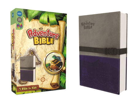 NIV, Adventure Bible, Full Color Interior – Leathersoft™, Gray/Blue by HarperCollins
