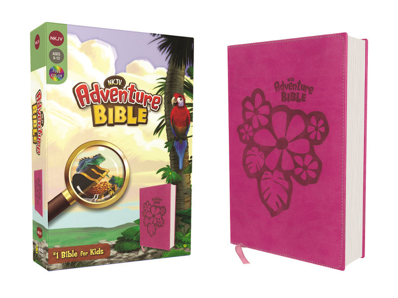NKJV, Adventure Bible, Full Color Interior – Leathersoft™, Raspberry by HarperCollins