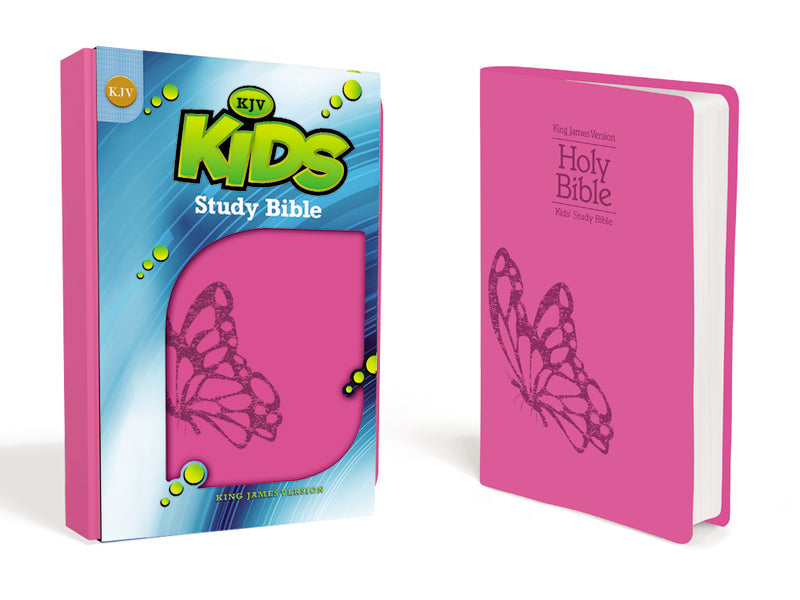 KJV, Kids Study Bible – Leather-Look™, Fluttering Fuchsia by HarperCollins