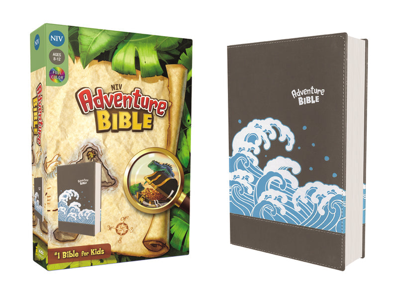 NIV, Adventure Bible, Full Color Interior – Leathersoft™, Gray by HarperCollins