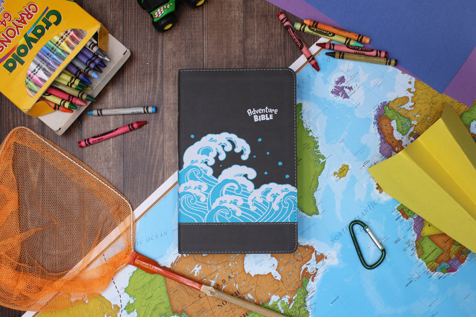 NIV, Adventure Bible, Full Color Interior – Leathersoft™, Gray by HarperCollins, product view 2