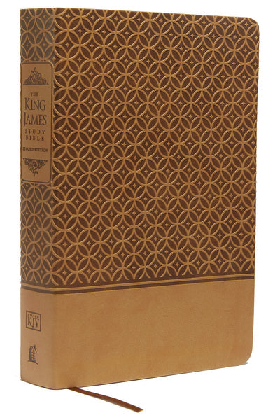KJV Study Bible, Large Print, Red Letter Edition: Second Edition – Leathersoft™, Cafe au Lait, Thumb Indexed by HarperCollins