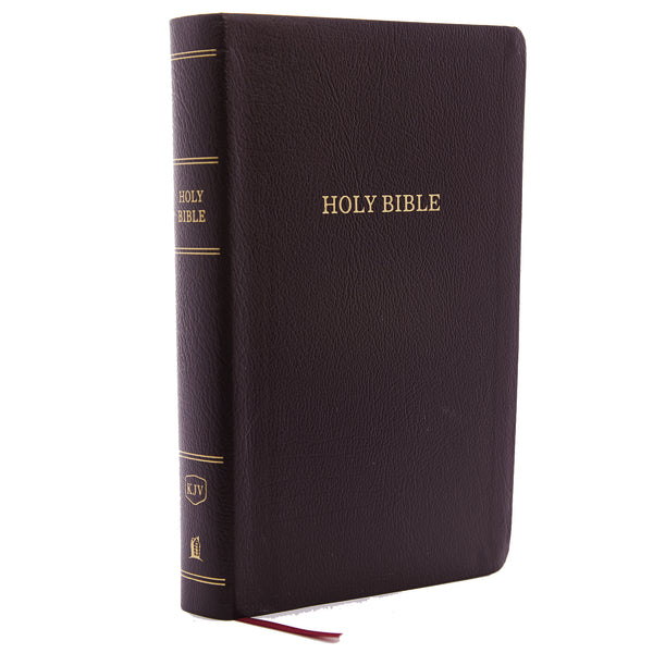 KJV, Reference Bible, Personal Size Giant Print, Red Letter Edition, Comfort Print – Bonded Leather, Burgundy, Thumb Indexed
