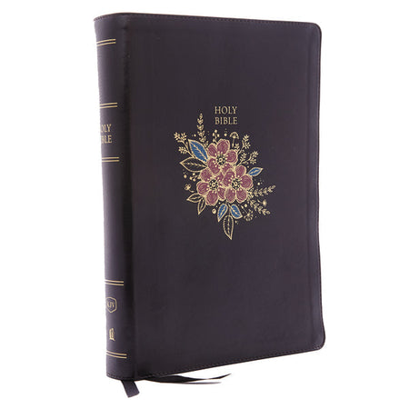 KJV, Deluxe Reference Bible, Super Giant Print, Red Letter Edition, Comfort Print – Leathersoft™, Black Floral, Thumb Indexed