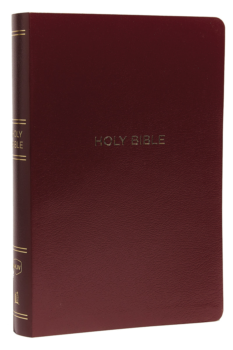 NKJV, Reference Bible, Center-Column Giant Print, Red Letter Edition, Comfort Print – Leatherflex, Burgundy by HarperCollins