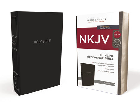 NKJV, Thinline Reference Bible, Red Letter Edition, Comfort Print: Holy Bible, New King James Version – Leatherflex, Black