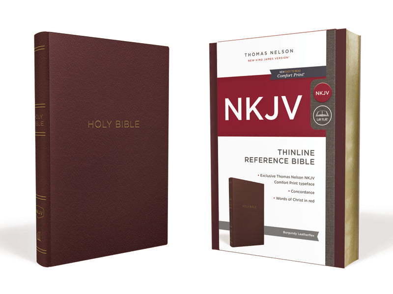 NKJV, Thinline Reference Bible, Red Letter Edition, Comfort Print: Holy Bible, New King James Version – Leatherflex, Burgundy