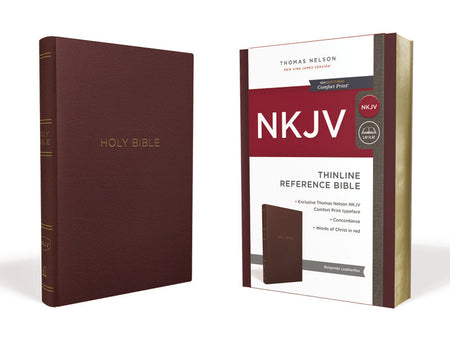NKJV, Thinline Reference Bible, Red Letter Edition, Comfort Print: Holy Bible, New King James Version – Leatherflex, Burgundy