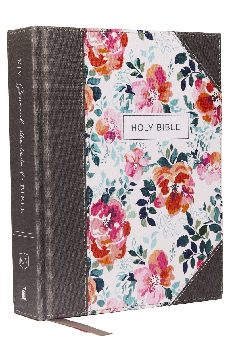 KJV, Journal the Word Bible, Red Letter Edition, Comfort Print – Hardcover, Pink Floral by HarperCollins