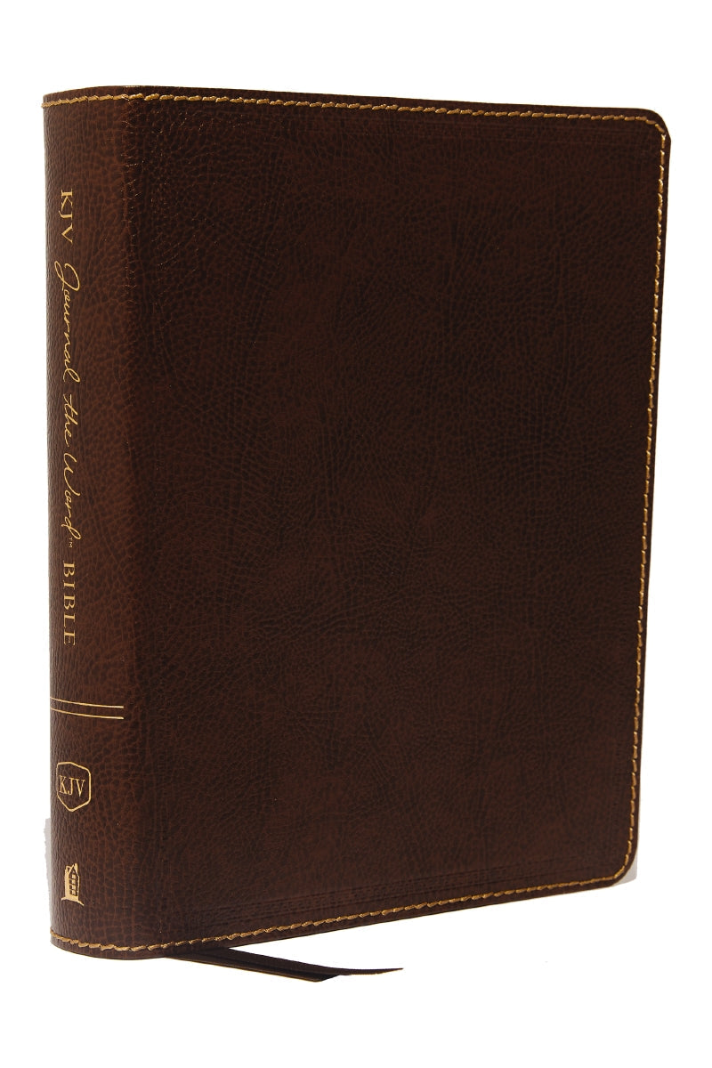KJV, Journal the Word Bible, Red Letter Edition, Comfort Print – Bonded Leather, Brown by HarperCollins