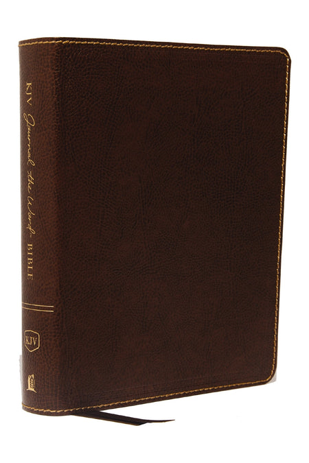 KJV, Journal the Word Bible, Red Letter Edition, Comfort Print – Bonded Leather, Brown by HarperCollins