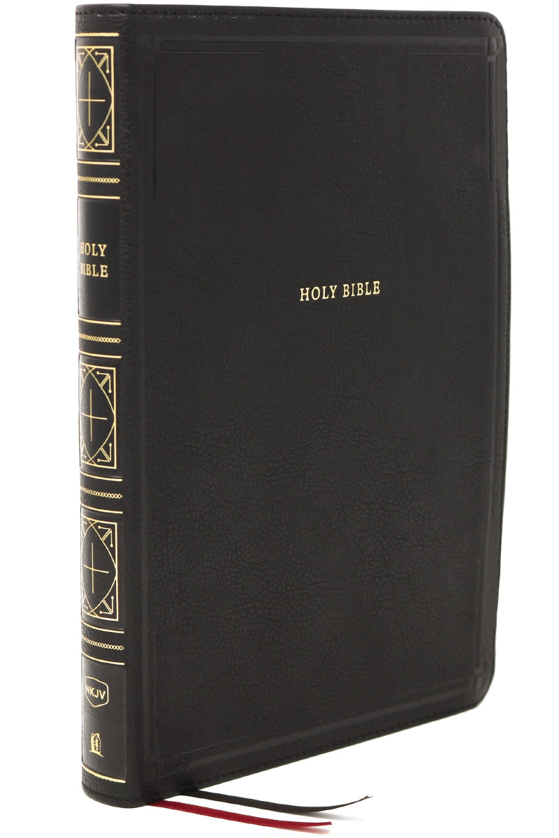 NKJV, Thinline Bible, Giant Print, Red Letter Edition, Comfort Print – Leathersoft™, Black, Thumb Indexed by HarperCollins