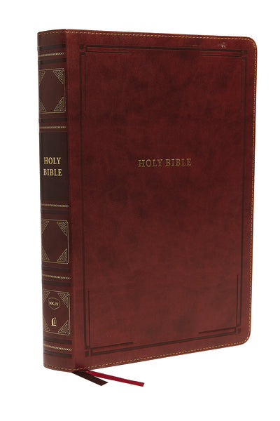 NKJV Holy Bible, Super Giant Print Reference Bible, 43,000 Cross References, Red Letter, Comfort Print – Leathersoft™, Brown