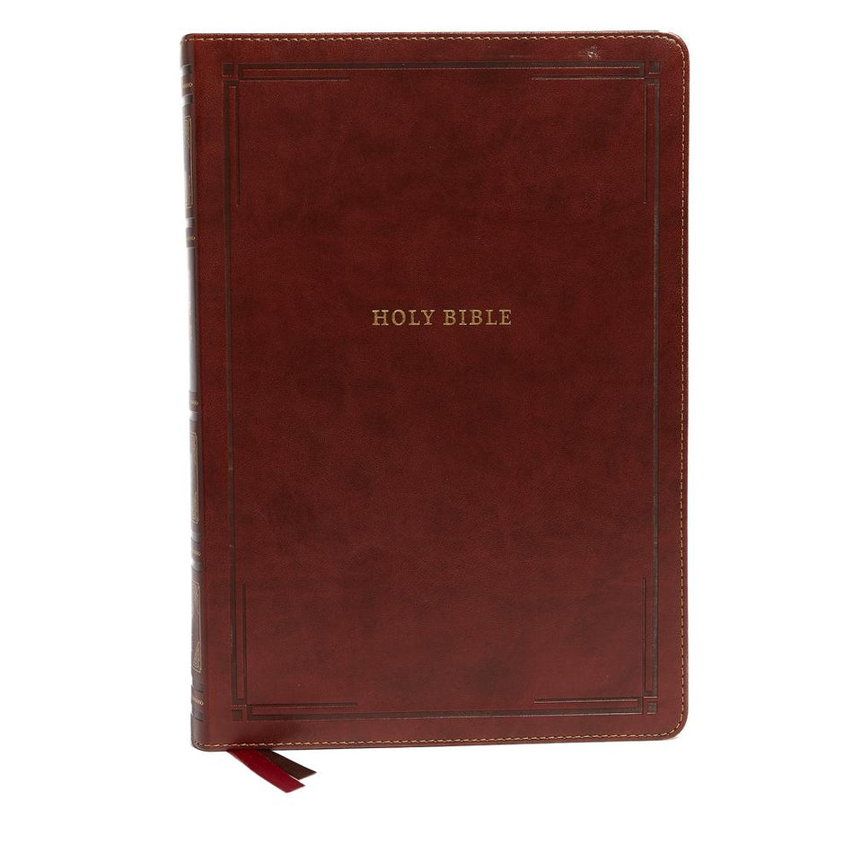 NKJV, Reference Bible, Center-Column Giant Print, Red Letter Edition, Comfort Print – Leathersoft™, Brown, product view 2