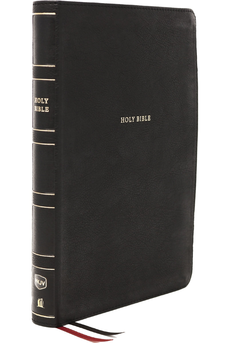 NKJV, Reference Bible, Center-Column Giant Print, Red Letter Edition, Comfort Print – Leathersoft™, Black, Thumb Indexed