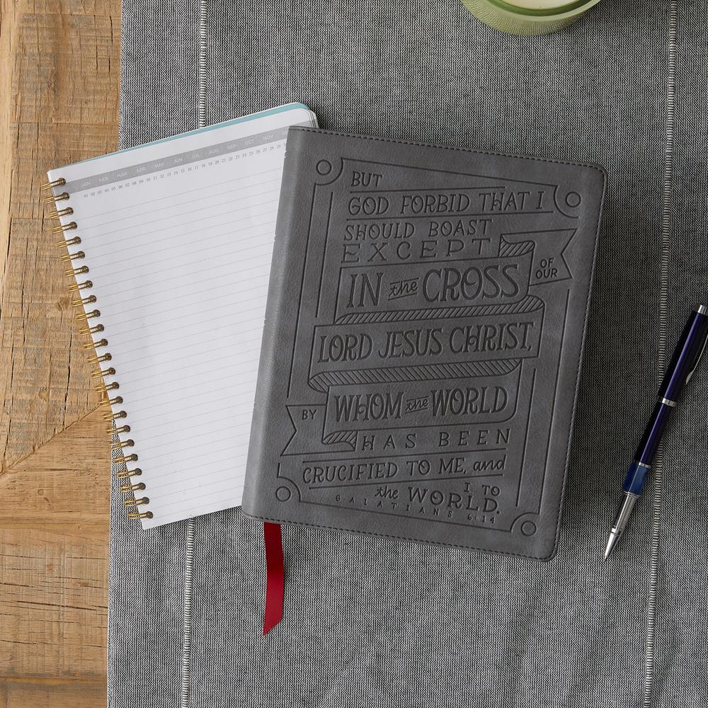 NKJV, Journal Reference Edition Bible, Verse Art Cover Collection, Leathersoft, Gray, Red Letter, Comfort, product view 5
