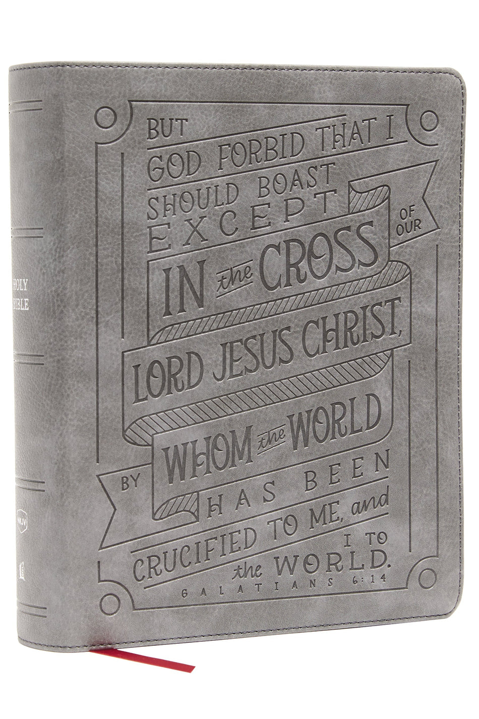 NKJV, Journal Reference Edition Bible, Verse Art Cover Collection, Leathersoft, Gray, Red Letter, Comfort Print: Let
