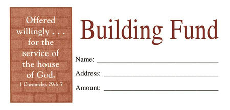 Offering Envelope: Building Fund (Package of 100): 1 Chronicles 29:6-7 (KJV) by Broadman and Holman